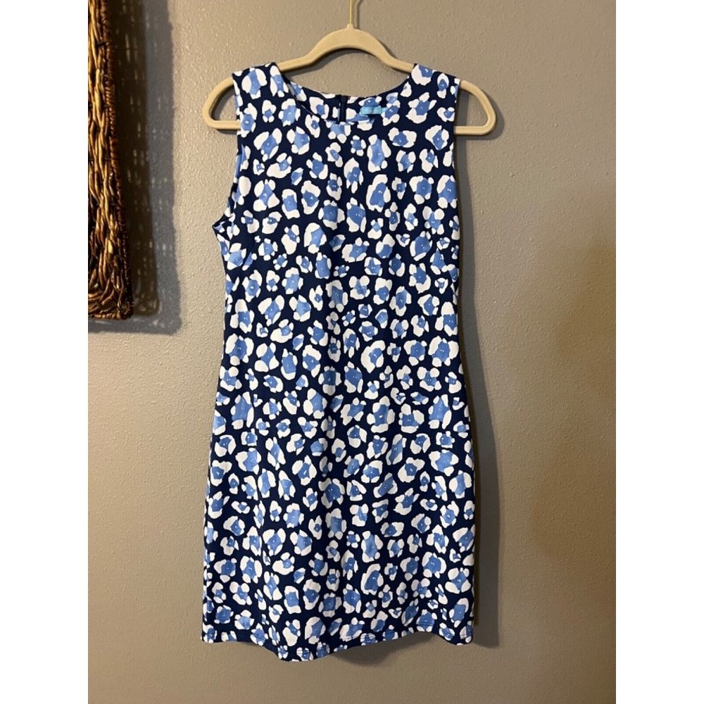J. McLaughlin Sophia Dress M Medium Blue White Stretch Catalina Cloth $219 - Picture 13 of 13